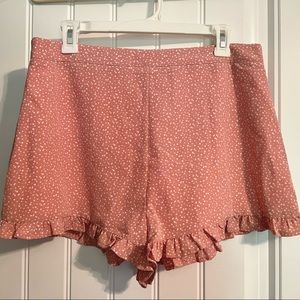 New Sage Large Salmon Pink Ruffle Shorts
